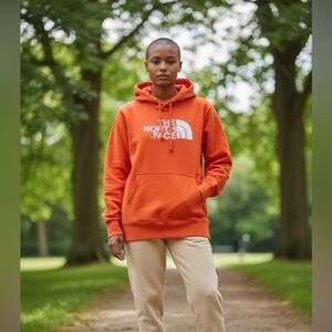The North Face Women’s Pullover Orange Hoodie Sweater-Size Large